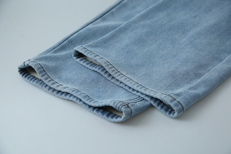 【LD11010】實拍S~XL復古加絨加厚高腰直筒牛仔褲251110