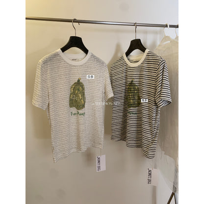 【L10639】韓系ins風休閒穿搭🎃可愛條紋南瓜印花百搭寬鬆圓領短袖T恤260518