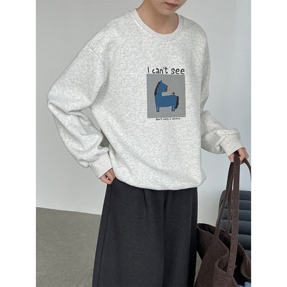 【cimD20307】實拍大人系印花加绒寬鬆衛衣251114