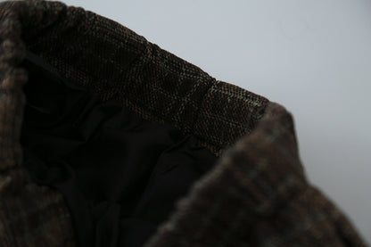 【LD11008】實拍復古毛呢格子高腰a字裙(左右有口袋）251110