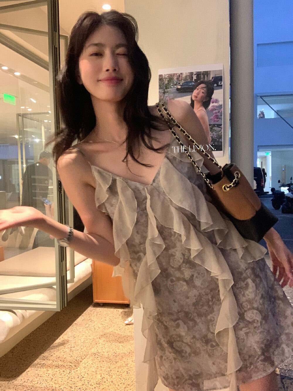 【L10356】實拍檸檬夏日法式度假風🏖️設計感百搭氣質荷葉邊休閒細肩帶洋裝260408