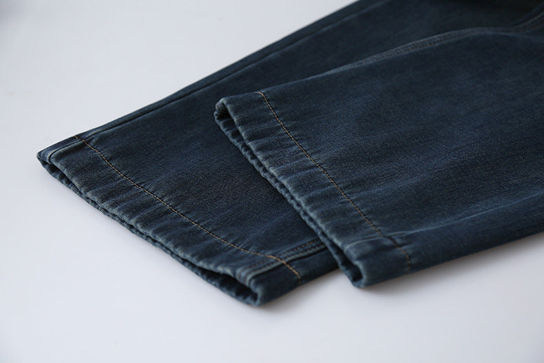 【LD11073】實拍S~XL保暖加絨加厚高腰直筒牛仔褲251209