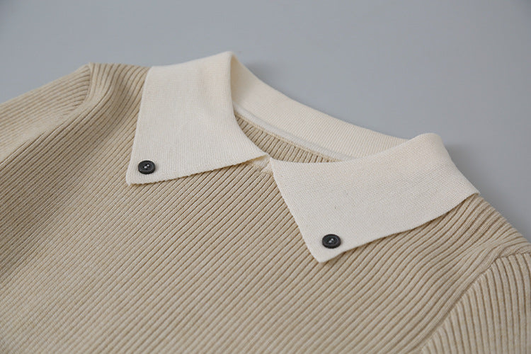 【LD11026】實拍絕美法式針織坑條假2件針織衫251124