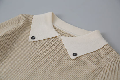 【LD11026】實拍絕美法式針織坑條假2件針織衫251124