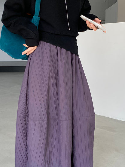 【cim1708】實拍秋冬法式寂靜高腰加厚微花苞A字裙251030