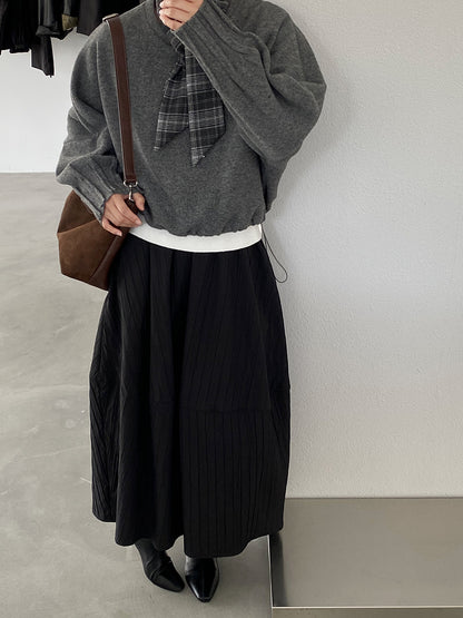 【cim1708】實拍秋冬法式寂靜高腰加厚微花苞A字裙251030