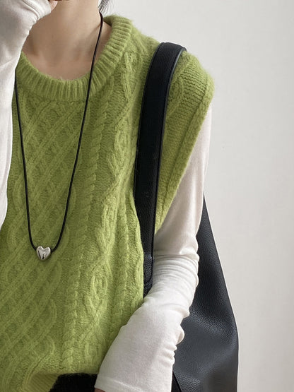 【YP2617】 實拍圓領麻花軟糯針織背心251023