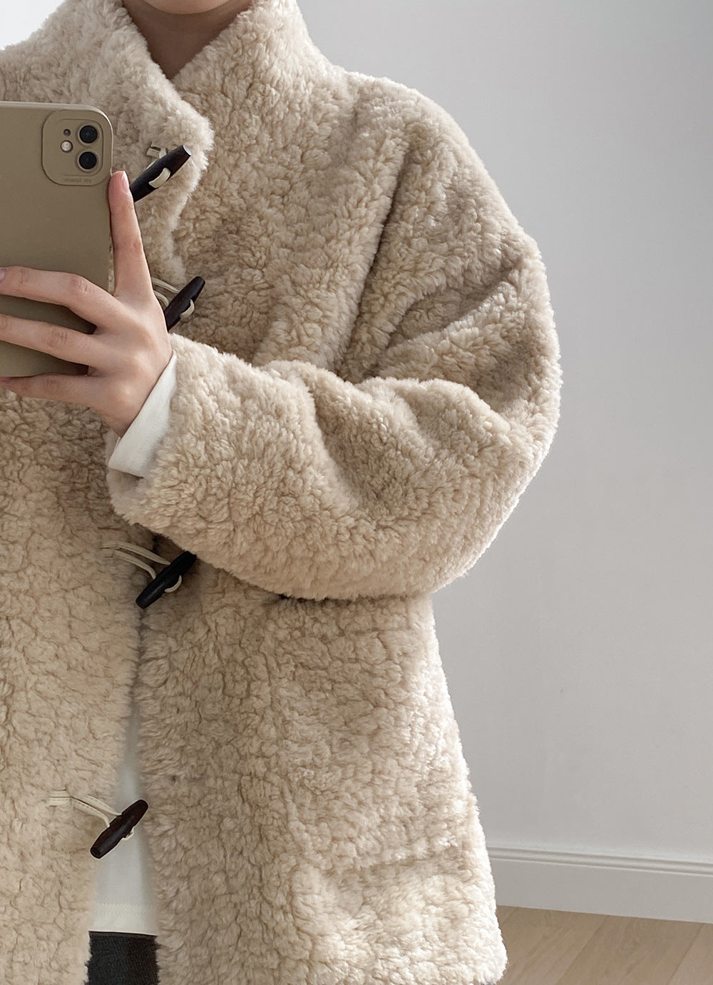 【Y7097】實拍冬季慵懒可愛牛角扣羊羔毛厚外套251113