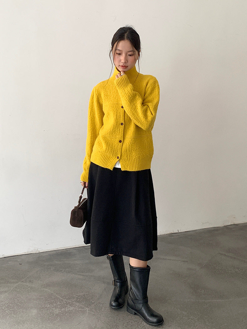 【LD11037】實拍高領開衫針織毛衣251202