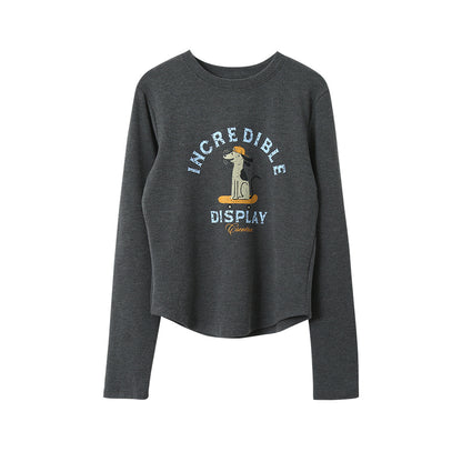 【LD3291】實拍韓國德絨小狗印花長袖T恤251103