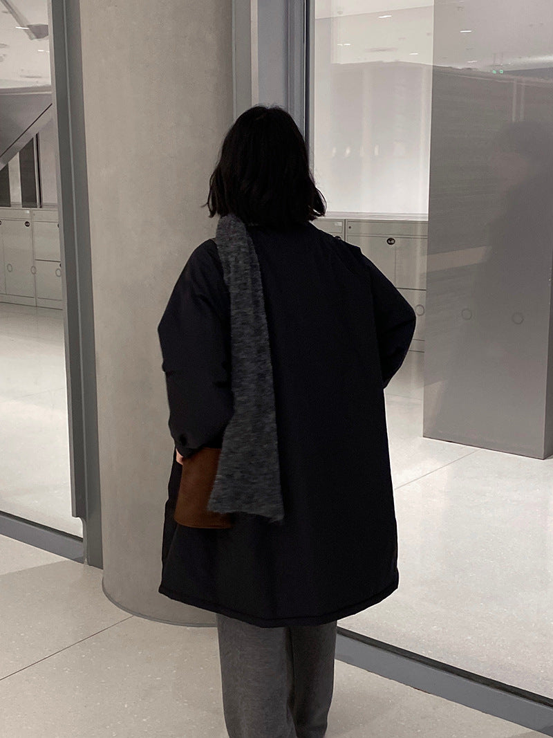 【cimz1235】 雪山奶糖 Muji 風輕薄初冬簡約廓形寬鬆棉服外套260108