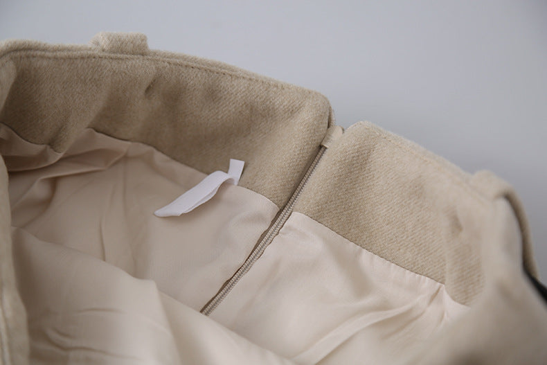 【LD11070】實拍氣質毛呢A字傘裙＋腰帶251209