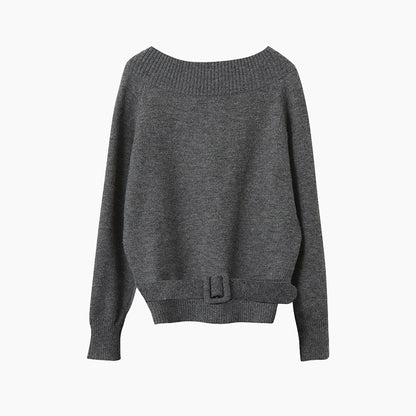 【LD11062】實拍慵懶高級感北極融針織毛衣（可拉一字肩）251209