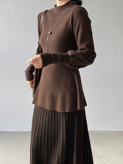 【cimz6652】實拍氣質半高領/V領燈籠袖極簡氣質針織衫251128