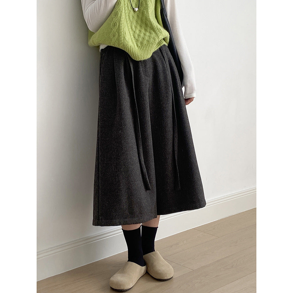 【Y82677】 實拍復古系帶加厚七分闊腿褲251023