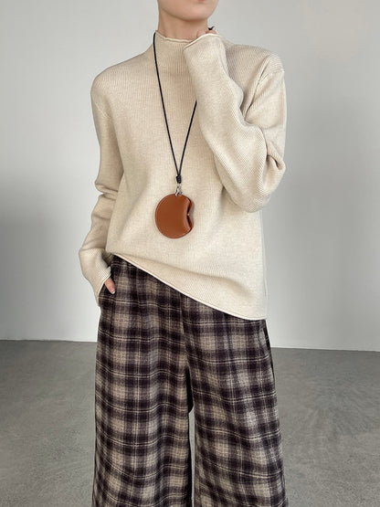 【cimYL713】實拍加厚捲邊半高領保暖針織衫251201