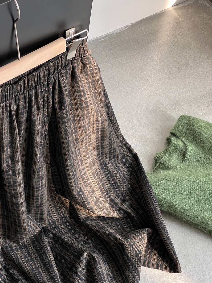 【cimz6381】實拍日系復古格紋內里加絨加厚A字裙251128