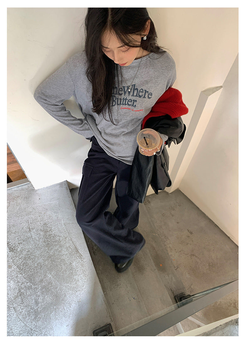 【H5392】實拍美式復古深藍直筒工裝褲250902