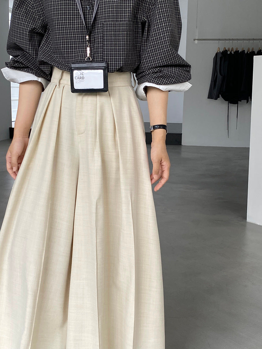 【cim1653】實拍秋日必備高腰壓褶大擺西裝褲251030