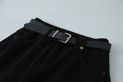 【LD11023】實拍S~XL顯瘦加絨加厚高腰寬鬆彎刀牛仔褲＋腰帶251124