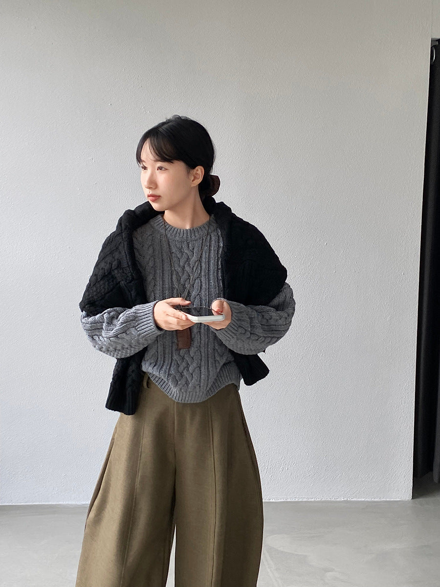 【cimz1398】實拍復古加厚保暖棒針麻花針織毛衣（棉羊毛17)251120