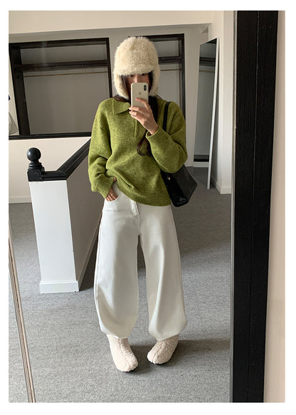 【H5513】實拍老錢風POLO領長袖針織毛衣251118