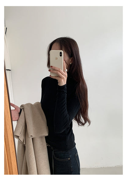 【H5481】實拍基礎6色堆堆領毛針織T恤251109