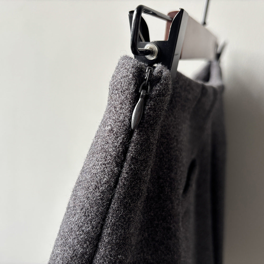 【Y82682】實拍冬季厚款毛呢高腰開叉裙褲 251106