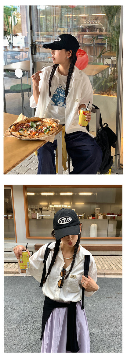 【H5220】實拍夏季休閒時尚｜精緻小標裝飾短袖襯衫250429