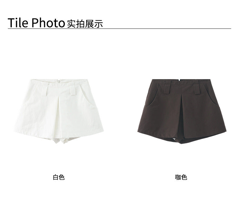 【H5387】實拍韓版設計顯瘦開叉裙褲(內有安全褲）250902