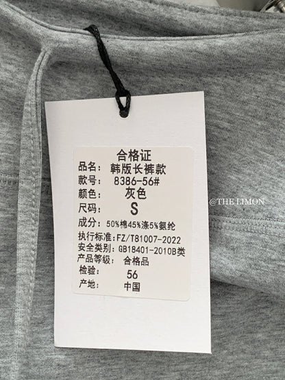 【L8386】實拍檸檬顯瘦神褲 高腰抽繩舒適垂感微喇抽繩休閒褲250414