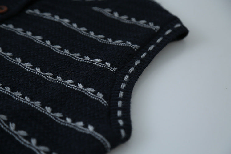 【LD3278】實拍小圓領長袖襯衫+條紋針織背心（分開下單）251103