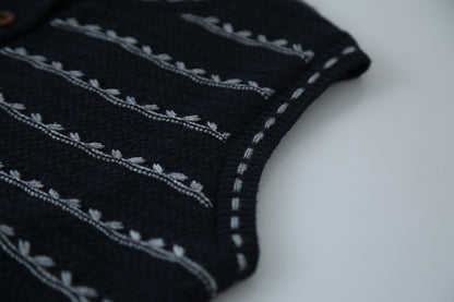 【LD3278】實拍小圓領長袖襯衫+條紋針織背心（分開下單）251103