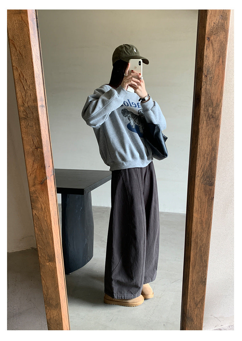 【H5496】實拍韓系小狗印花加絨厚棉衛衣251118