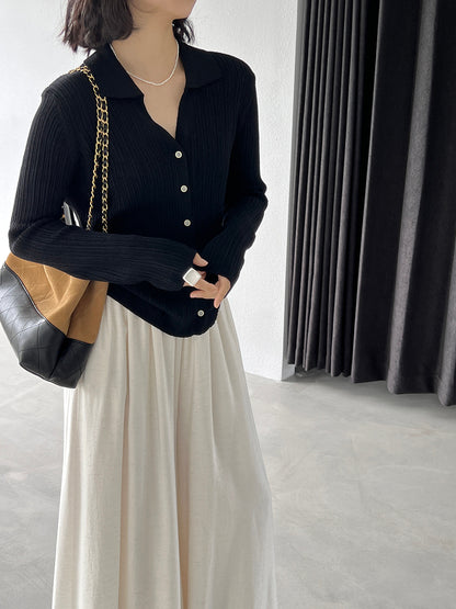 【cim6901】實拍慵懶紙片人polo領針織衫251030