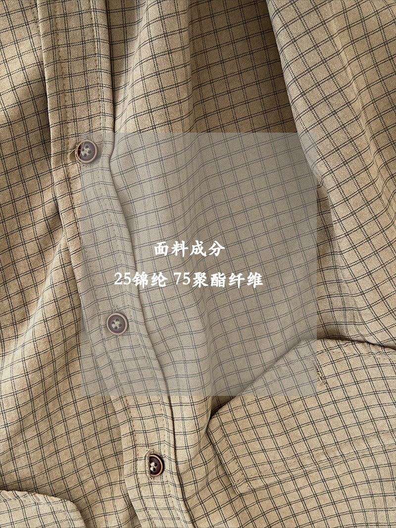 【cimz6616】復古通勤・翻領格紋襯衫261022
