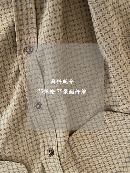 【cimz6616】復古通勤・翻領格紋襯衫261022