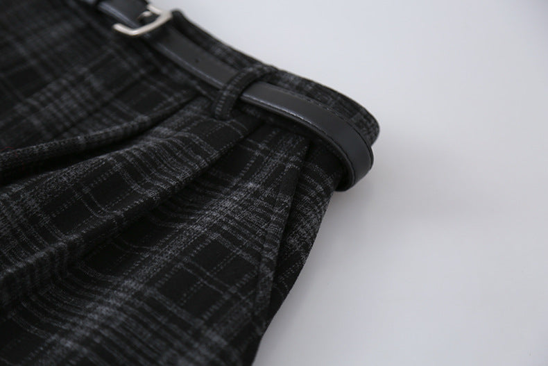 【LD11071】實拍氣質復古格紋毛呢a字裙251209