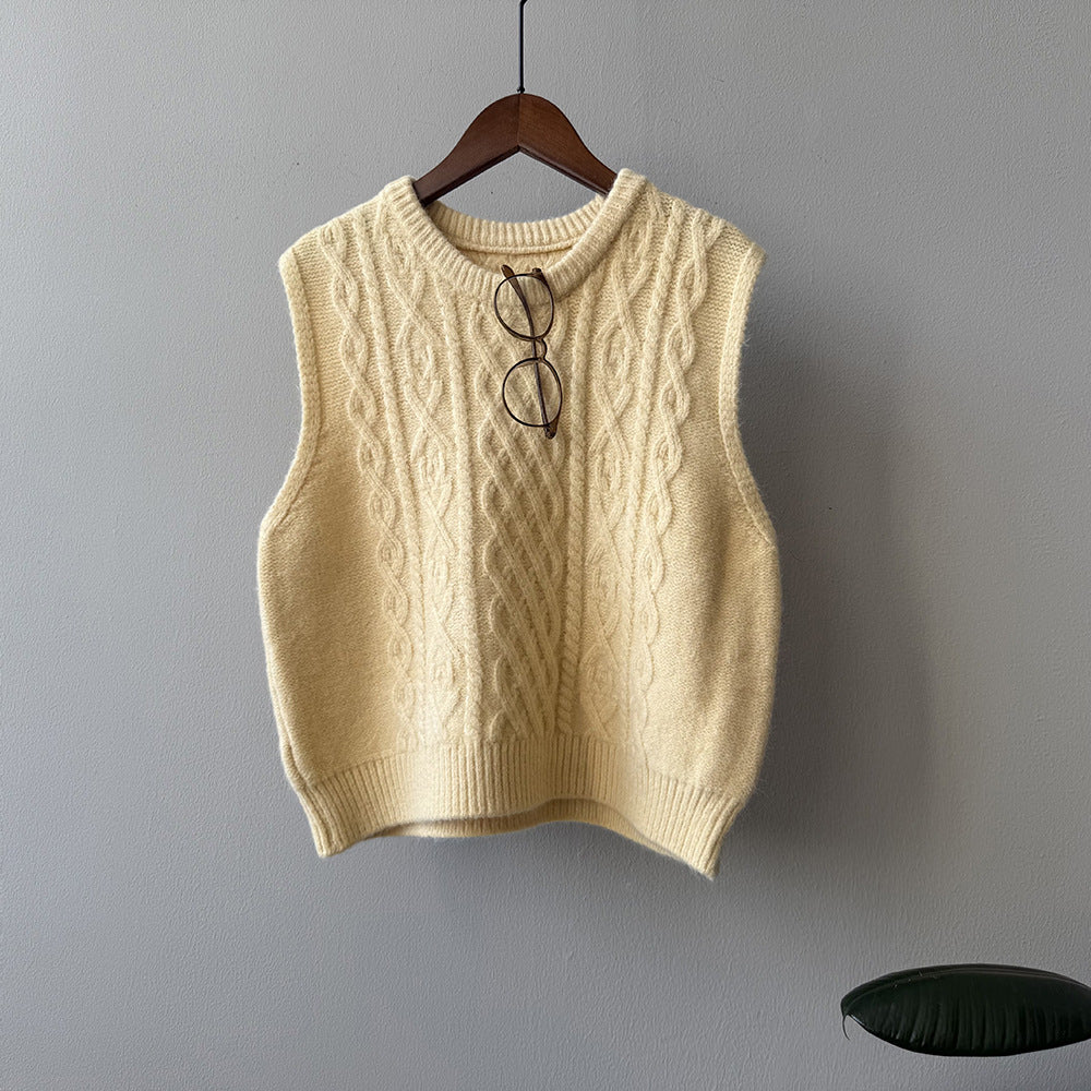 【YP2617】 實拍圓領麻花軟糯針織背心251023