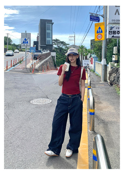 【H5388】實拍基礎7色磨毛圓領短袖T恤250902