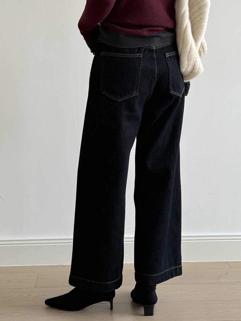 【Y981316】實拍S~XL冬季高腰加絨直筒牛仔褲含腰帶251106