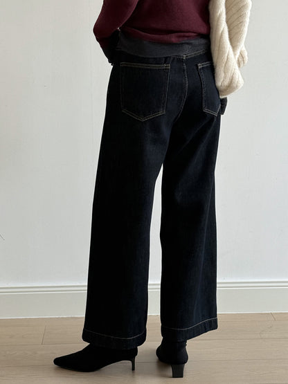 【Y981316】實拍S~XL冬季高腰加絨直筒牛仔褲含腰帶251106