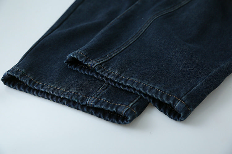 【LD11023】實拍S~XL顯瘦加絨加厚高腰寬鬆彎刀牛仔褲＋腰帶251124