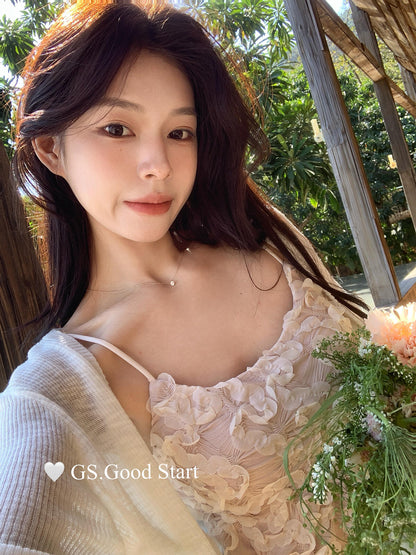 【LM0136X】夏日法式純慾風🕊️仙氣網紗立體花朵細肩帶娃娃裝260323