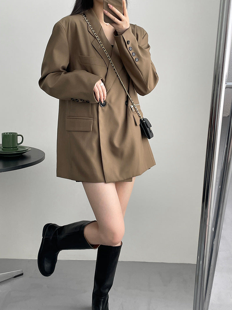 【cim31051】實拍韓國復古高級小眾廓版寬鬆西裝外套230830