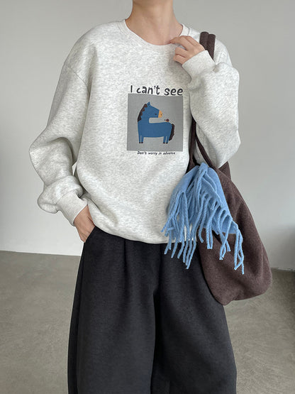 【cimD20307】實拍大人系印花加绒寬鬆衛衣251114