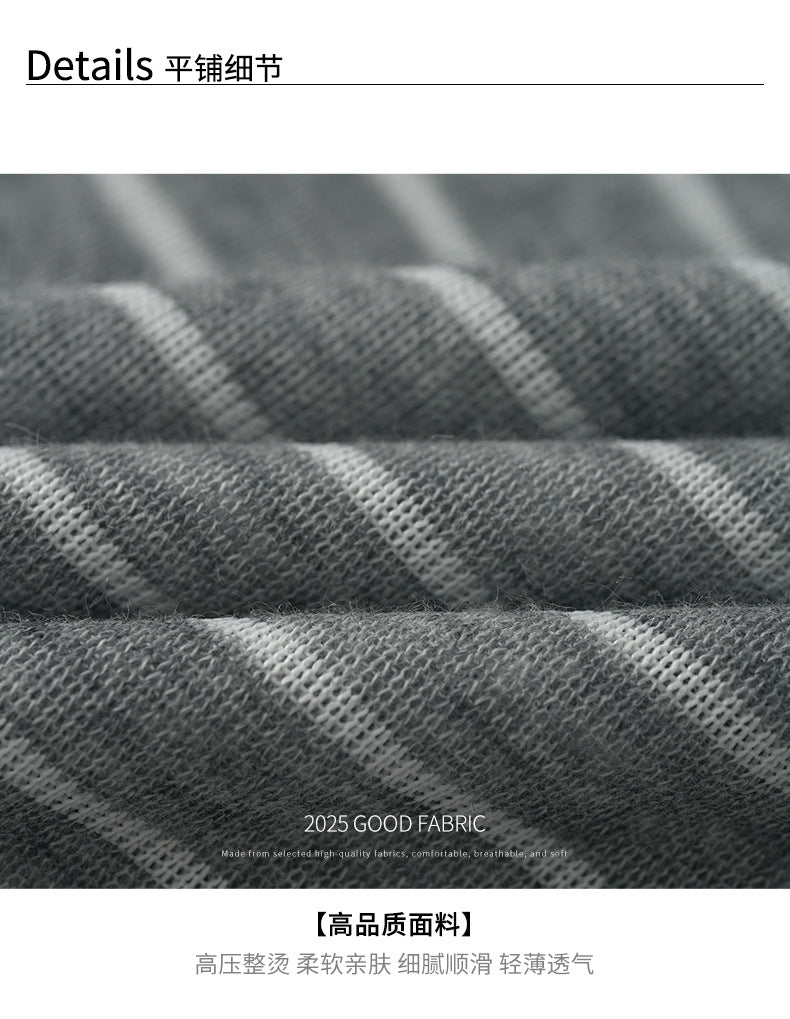 【H5384】實拍韓版條紋一字領長袖上衣 + 吊帶背心 兩件套250902