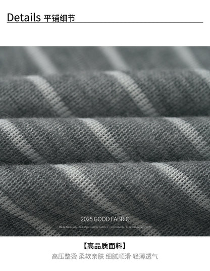 【H5384】實拍韓版條紋一字領長袖上衣 + 吊帶背心 兩件套250902