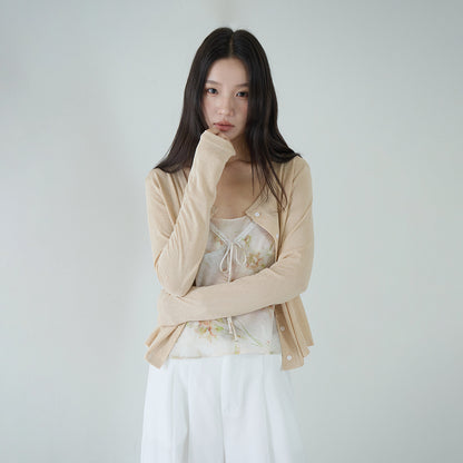 【LD11295】法式浪漫仙女系🌸氣質碎花細肩帶背心+顯瘦防曬長袖小外套兩件套260519