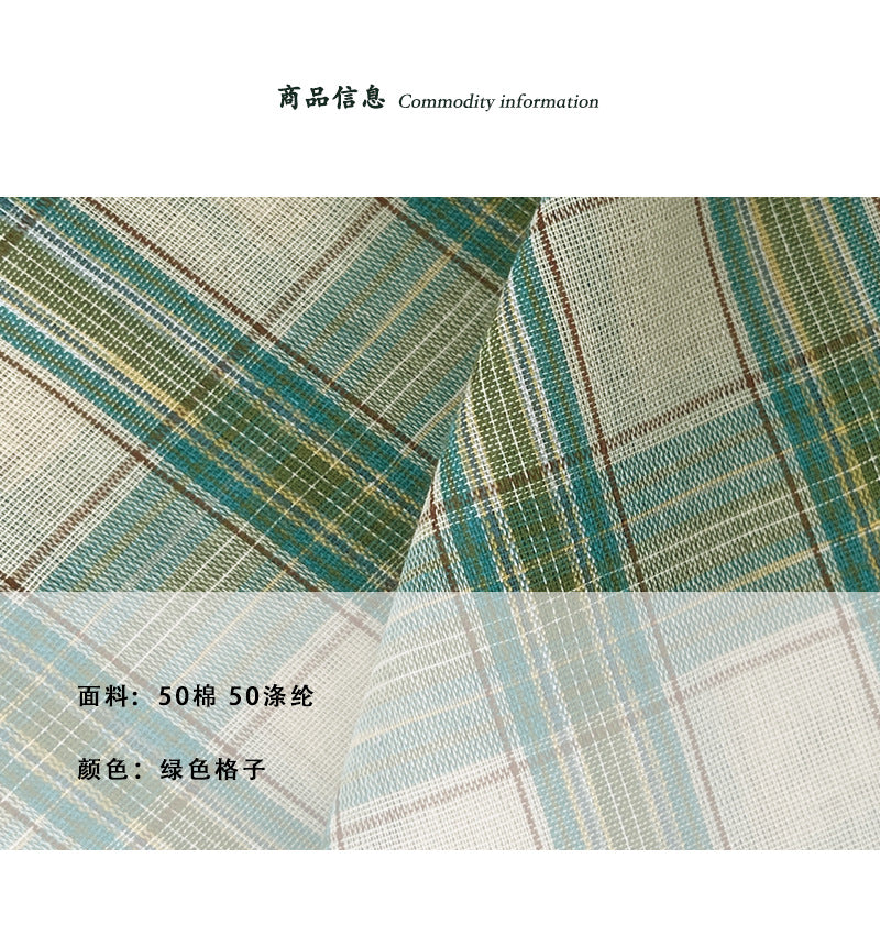 【cimz1952】夏日小清新🍃韓系綠色格紋開衩撞色長袖防曬襯衫罩衫260625